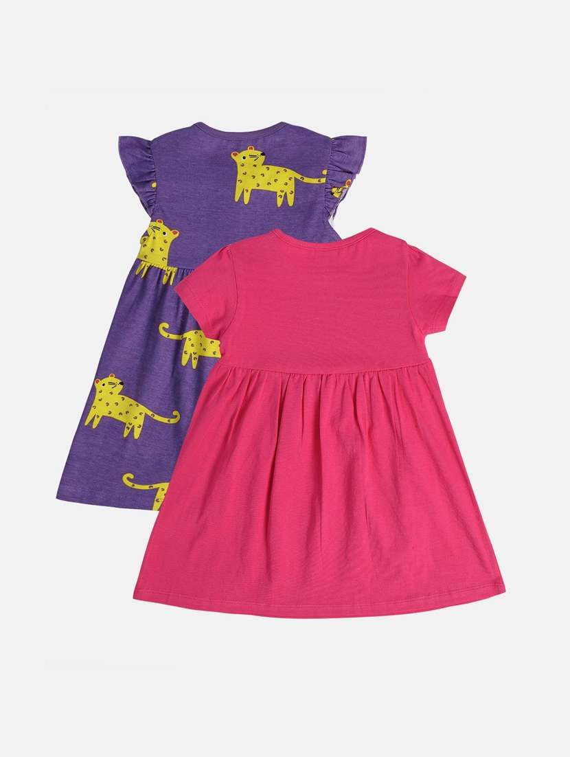 girls pack of 2 printed round neck frock - 21840988 -  Standard Image - 2