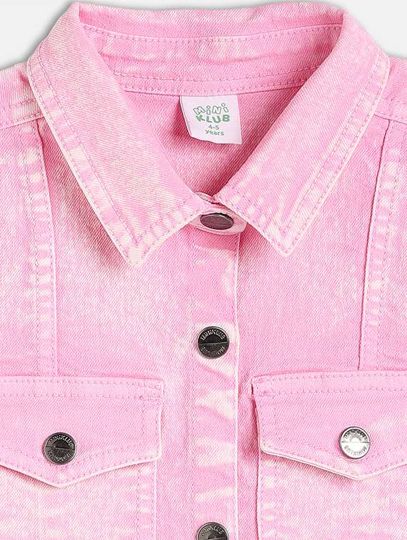 girls pink solid short sleeve a-line dress - 21840996 -  Standard Image - 2