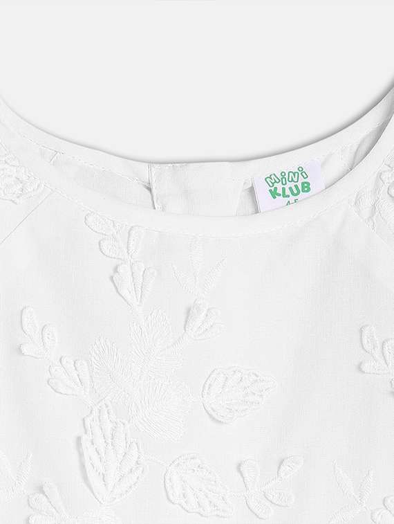 girls white self design round neck frock - 21840997 -  Standard Image - 2
