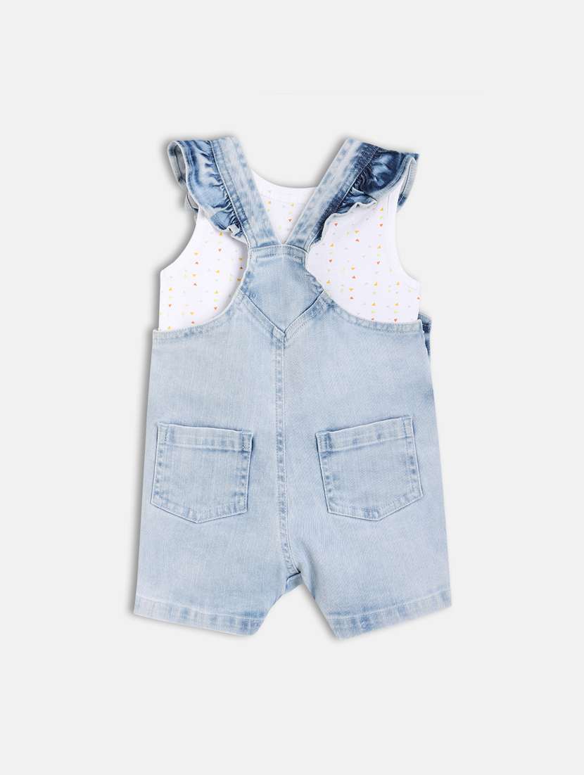 girls light blue printed t-shirt & dungaree set - 21841028 -  Standard Image - 2