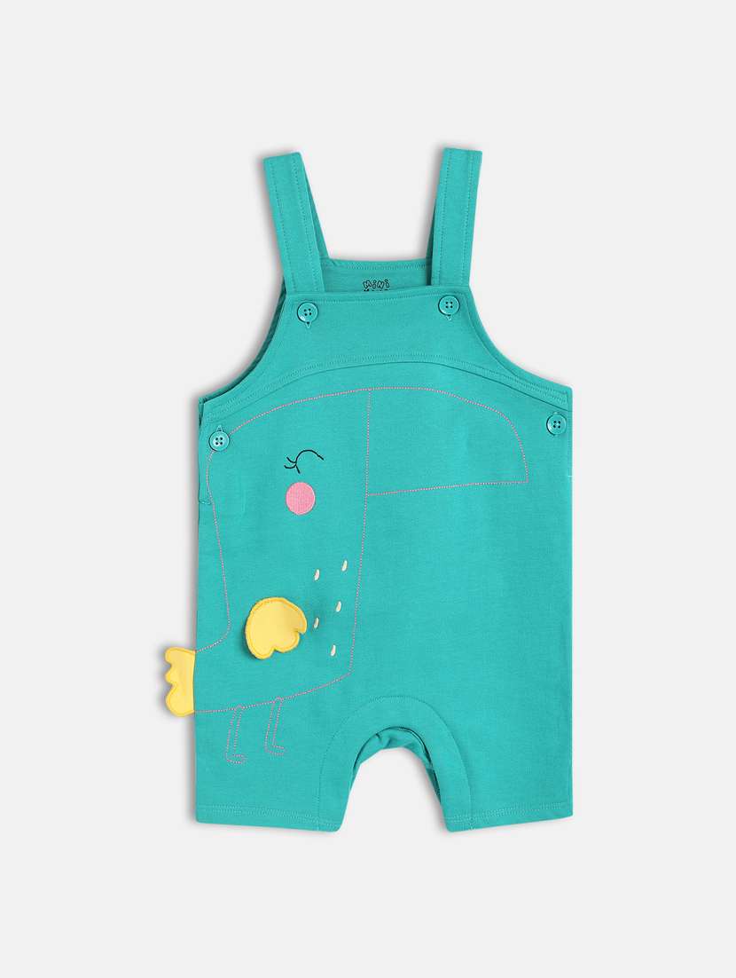 girls turquoise solid t-shirt & dungaree set - 21841029 -  Standard Image - 2