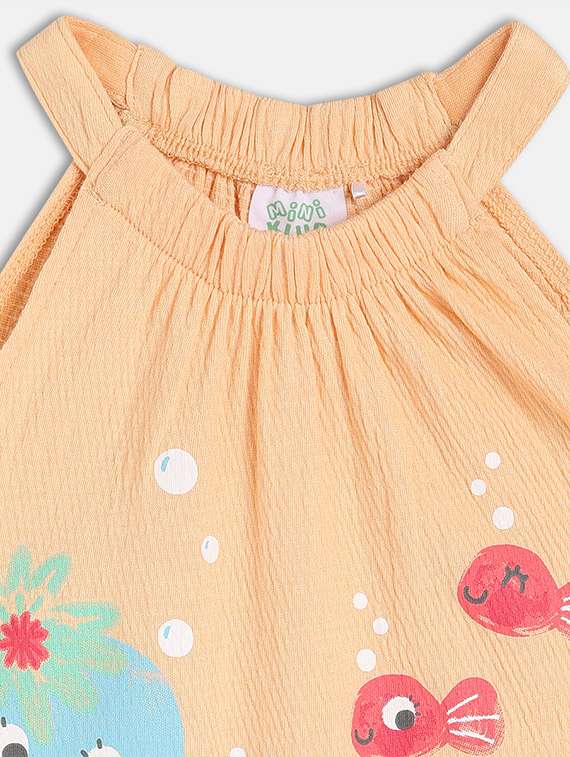 kids orange halter neck printed romper - 21841046 -  Standard Image - 2