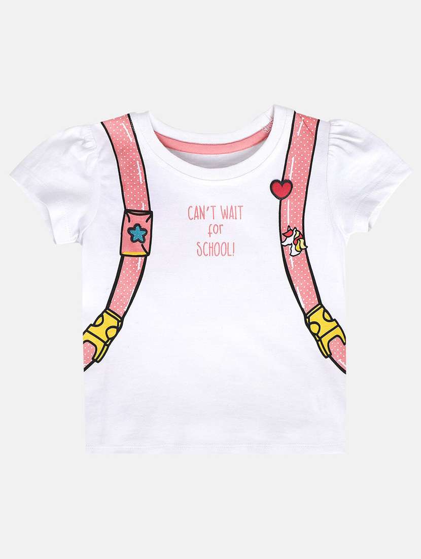 girls front & back print round neck t-shirt - 21841181 -  Standard Image - 2