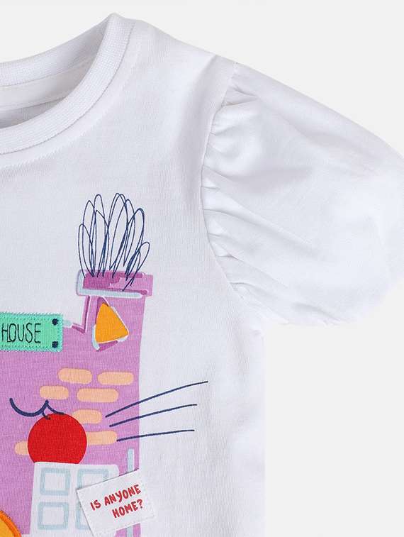 girls front print round neck t-shirt - 21841183 -  Standard Image - 2