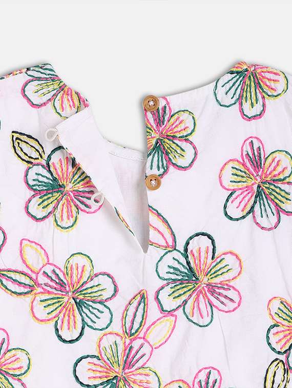 girls white floral short sleeve top - 21841199 -  Standard Image - 2