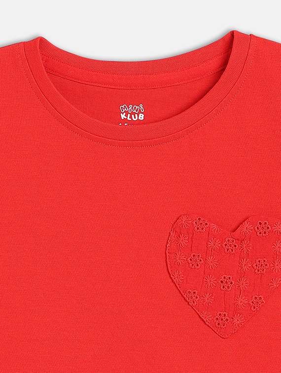 girls red solid short sleeve top - 21841200 -  Standard Image - 2