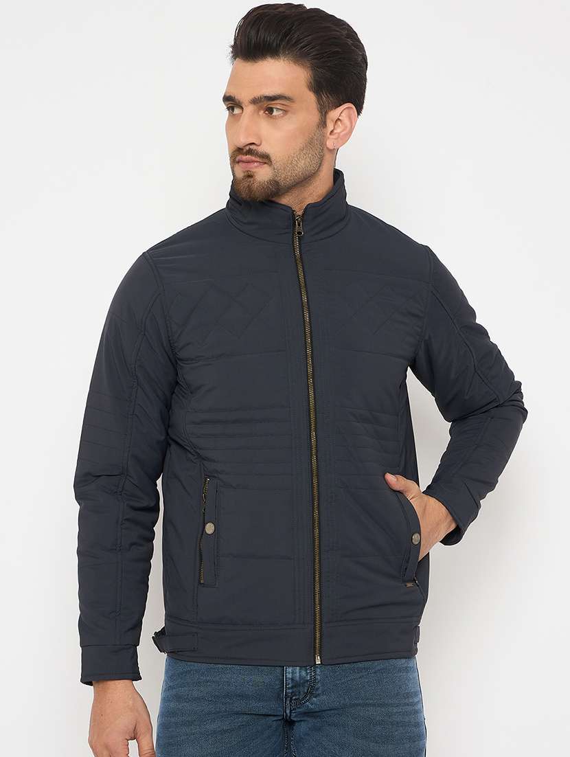 men solid long sleeves puffer jacket