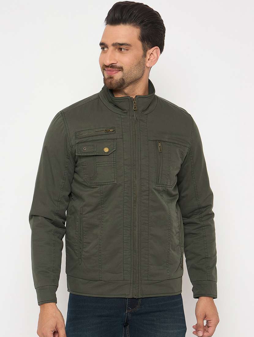 men solid long sleeve casual jacket