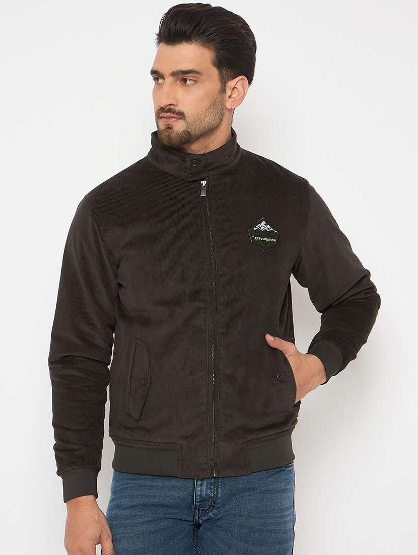 men solid long sleeve casual jacket