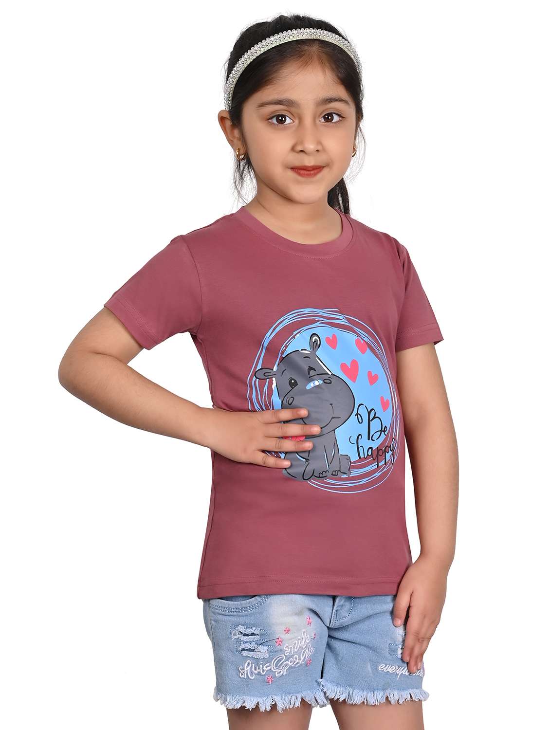 girls front print round neck tee - 21841433 -  Standard Image - 2