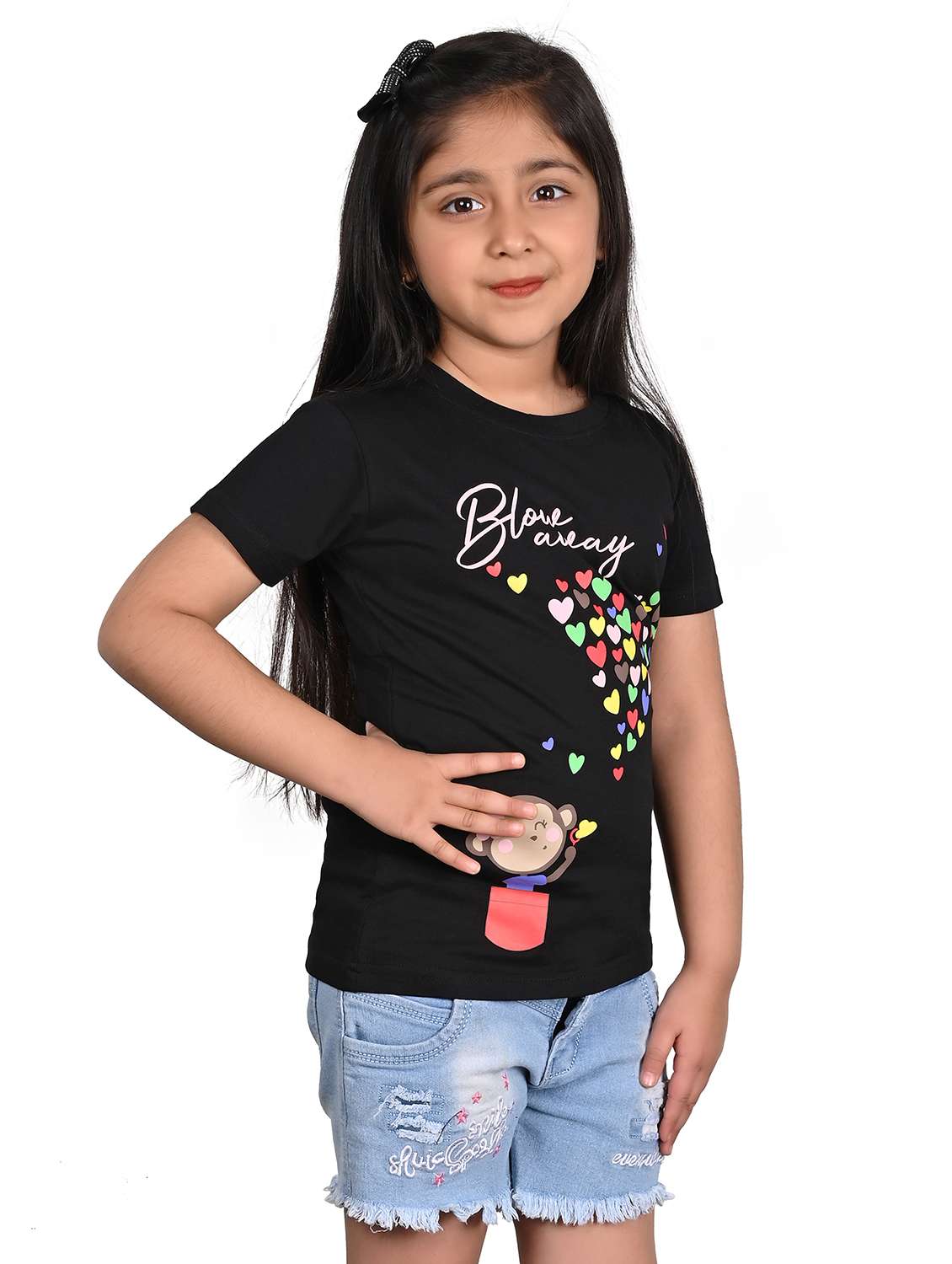 girls front print round neck tee - 21841434 - Standard Image - 2