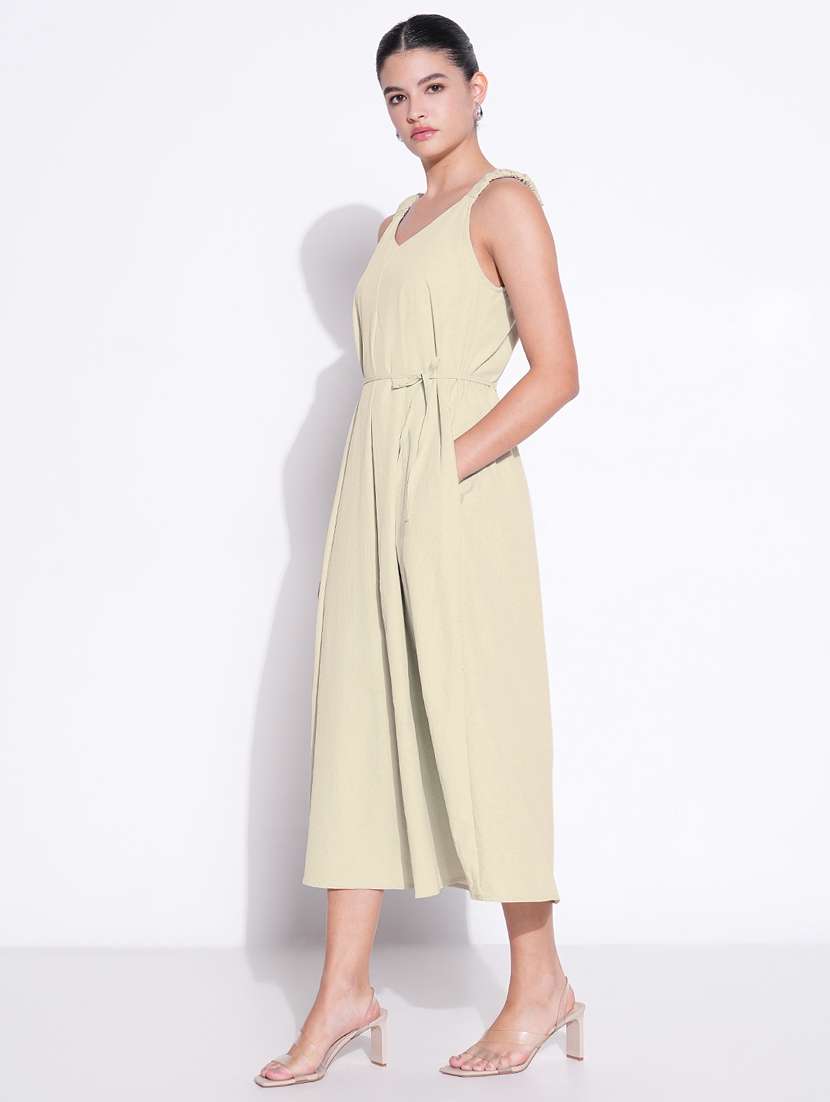 women solid sleeveless fit & flare dress - 21841472 -  Standard Image - 2