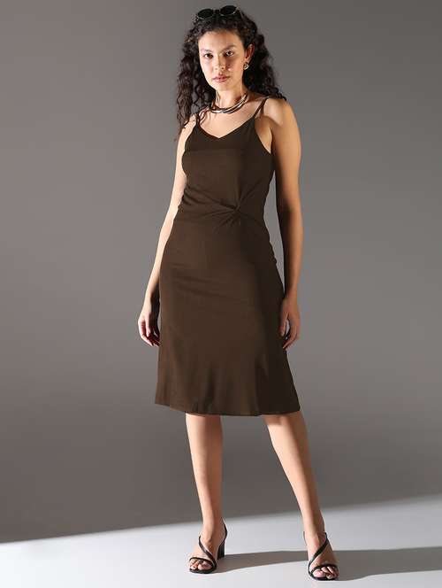 women solid shoulder strap shift dress - 21841473 - Standard Image - 0