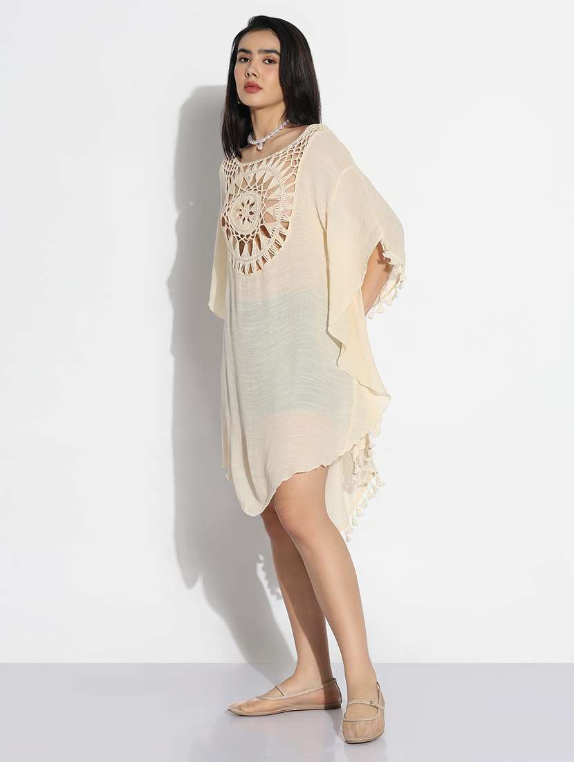 women fringed hem kaftan crochet dress - 21841483 -  Standard Image - 2