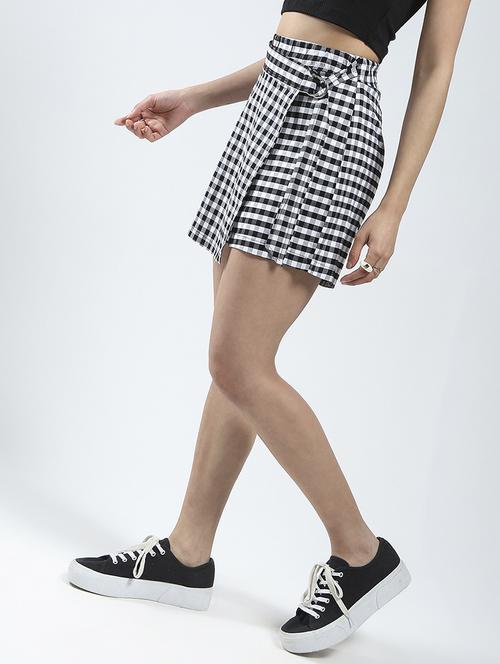 women checkered high rise skorts - 21841504 -  Standard Image - 0