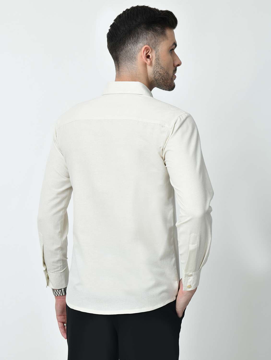 men solid long sleeve regular fit casual shirt - 21841542 - Standard Image - 2