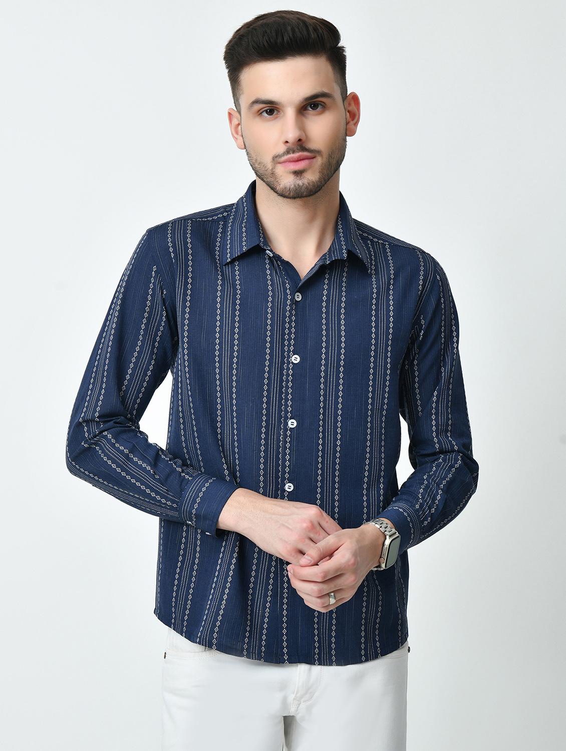 men striped long sleeve regular fit casual shirt - 21841544 -  Zoom Image - 0