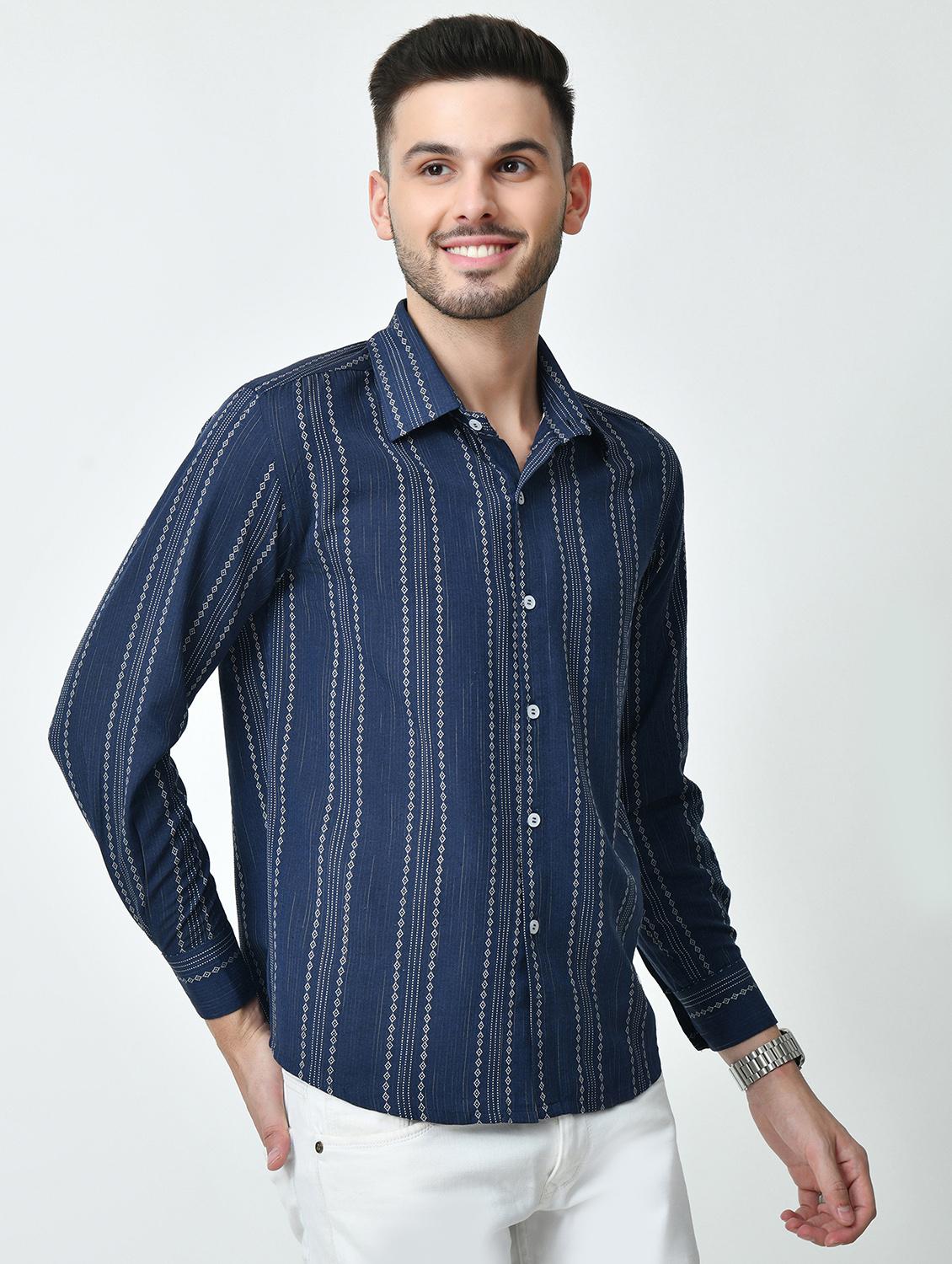 men striped long sleeve regular fit casual shirt - 21841544 - Standard Image - 2