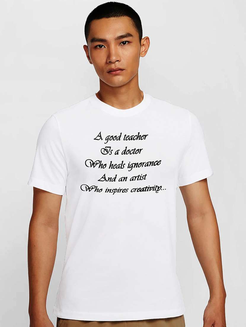 men white front print regular fit t-shirt