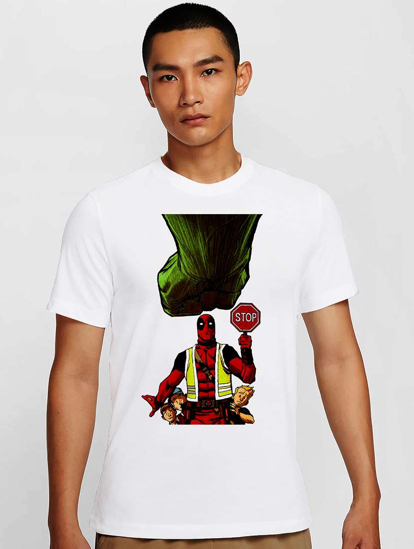 men white round neck regular fit t-shirt