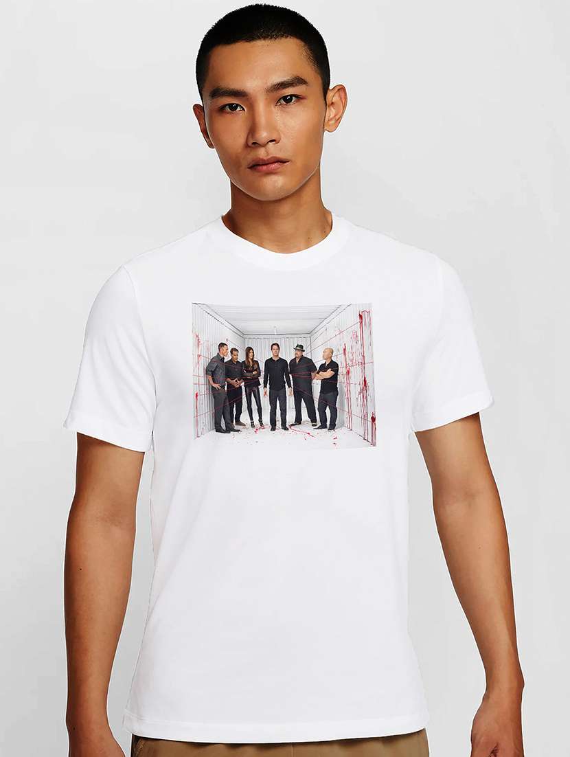 men white round neck regular fit t-shirt