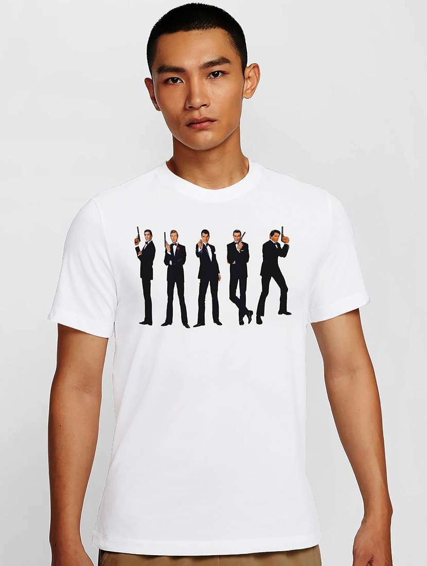 men white round neck regular fit t-shirt