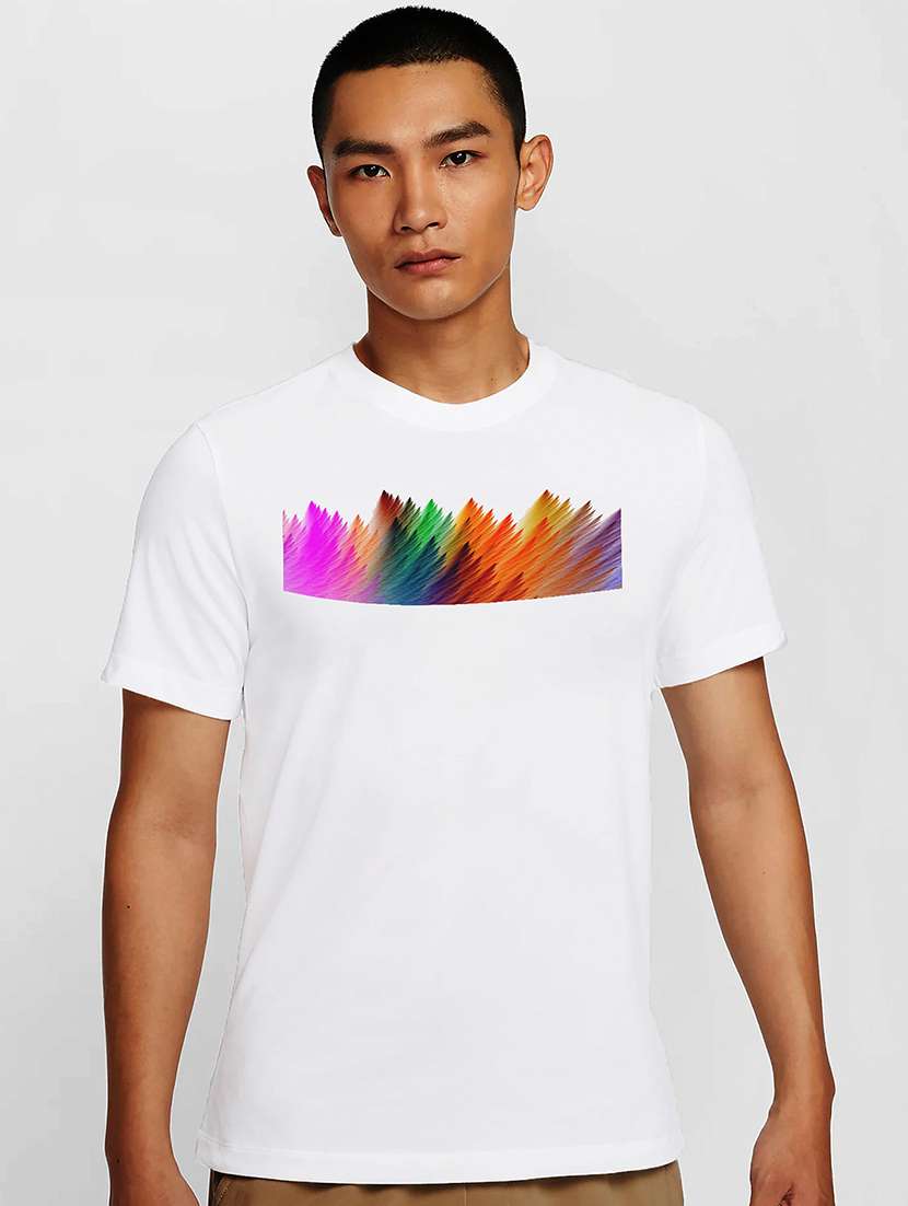 men white round neck regular fit t-shirt