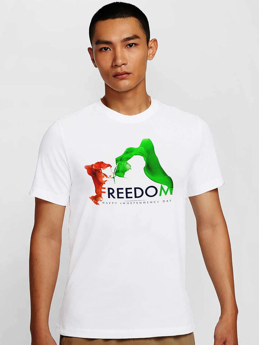 men white round neck regular fit t-shirt