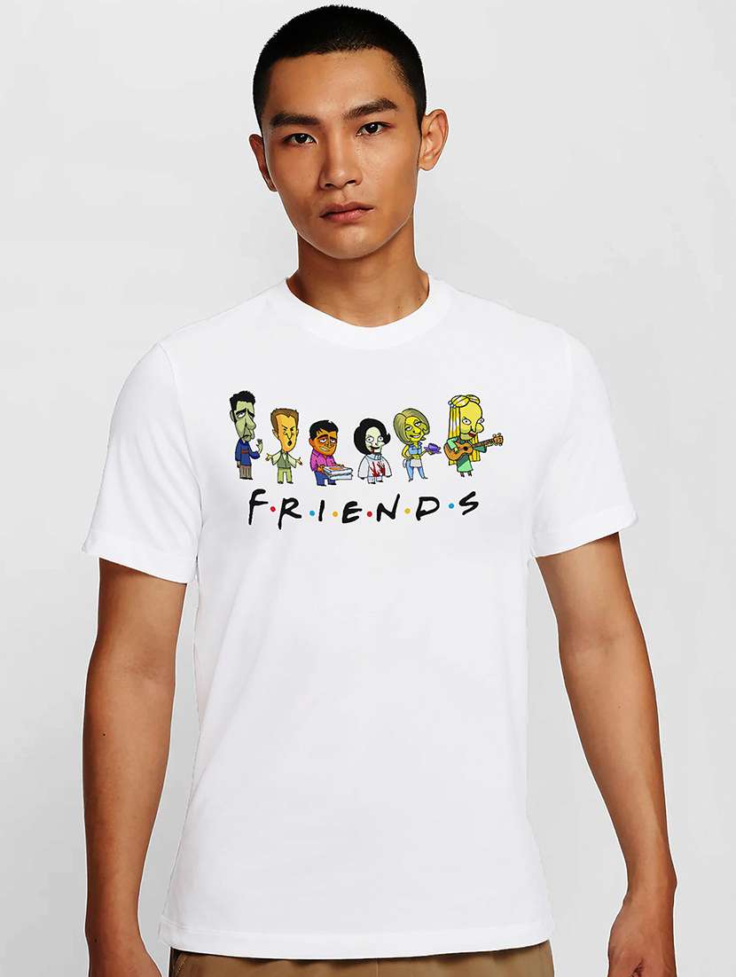 men white round neck regular fit t-shirt