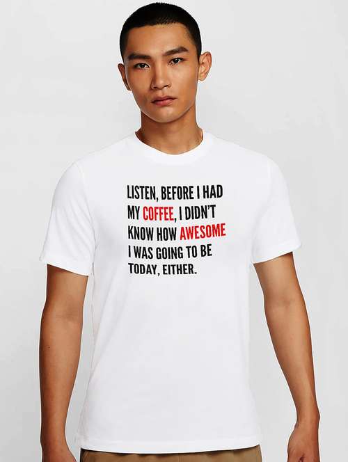 men white round neck regular fit t-shirt - 21841680 -  Standard Image - 0