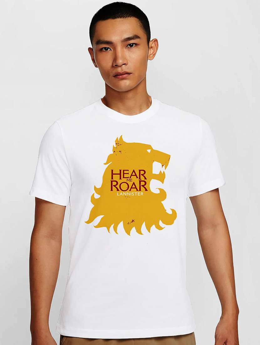 men white round neck regular fit t-shirt