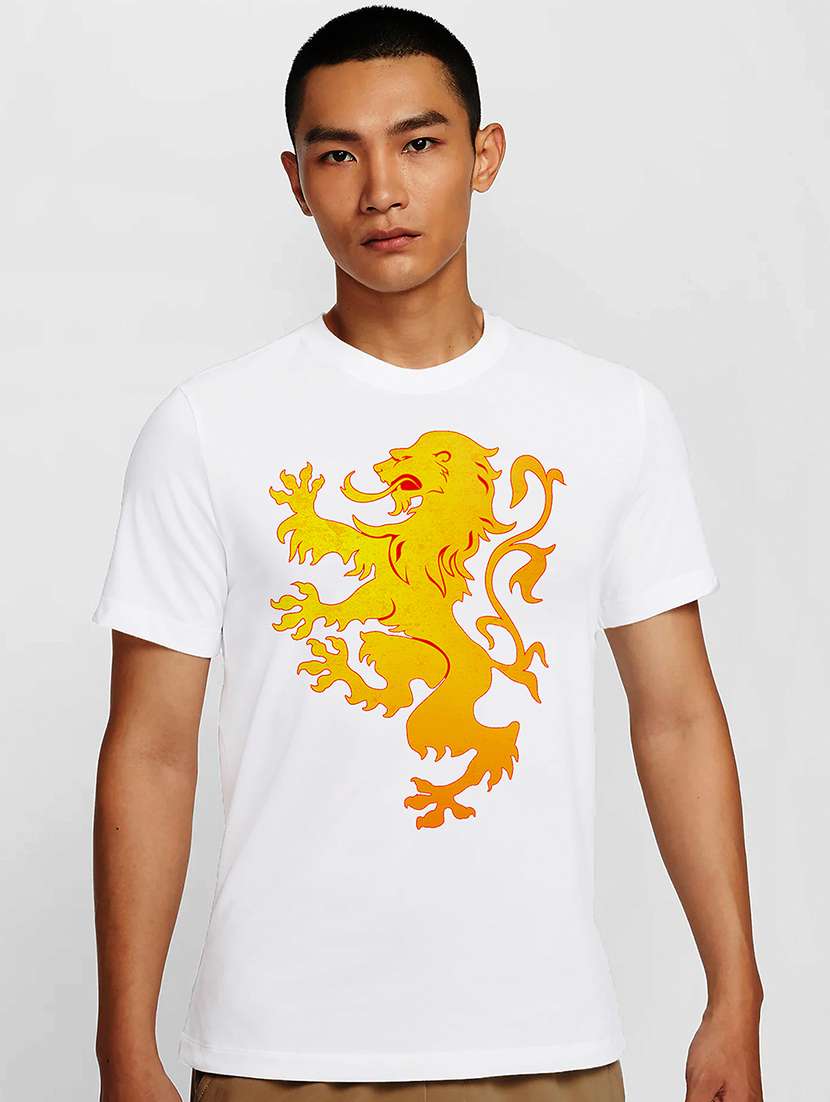 men white round neck regular fit t-shirt