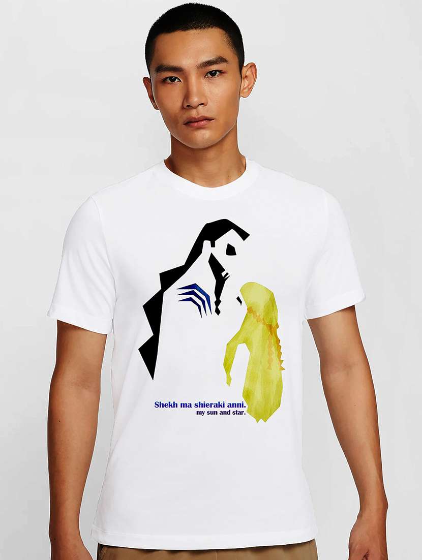 men white round neck regular fit t-shirt