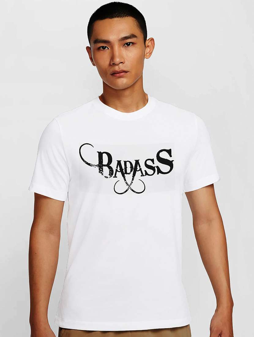 men white round neck regular fit t-shirt