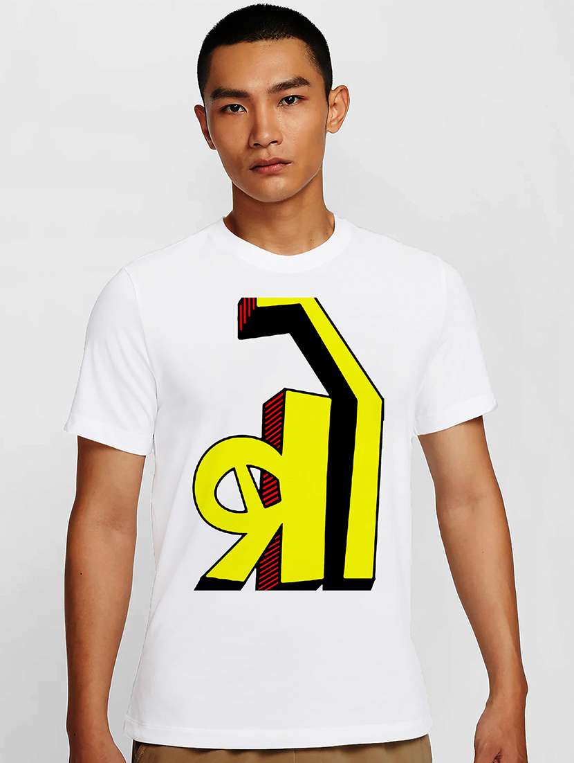 men white round neck regular fit t-shirt