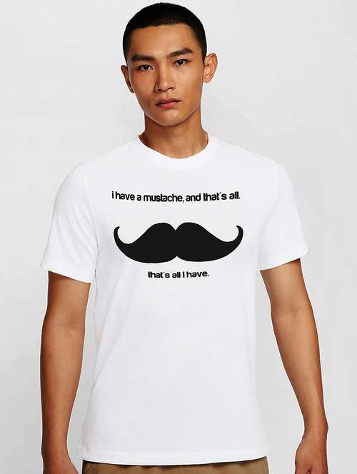Men White Round Neck Regular Fit T Shirt