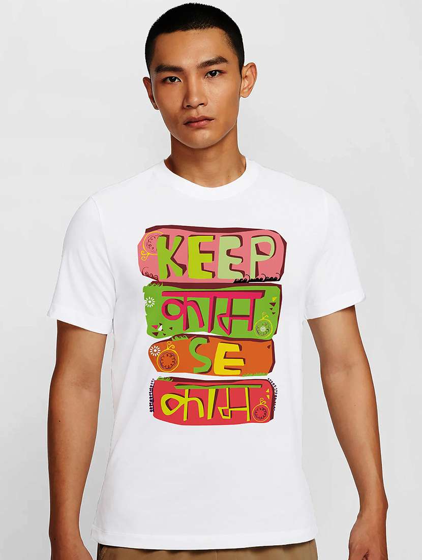 men white round neck regular fit t-shirt