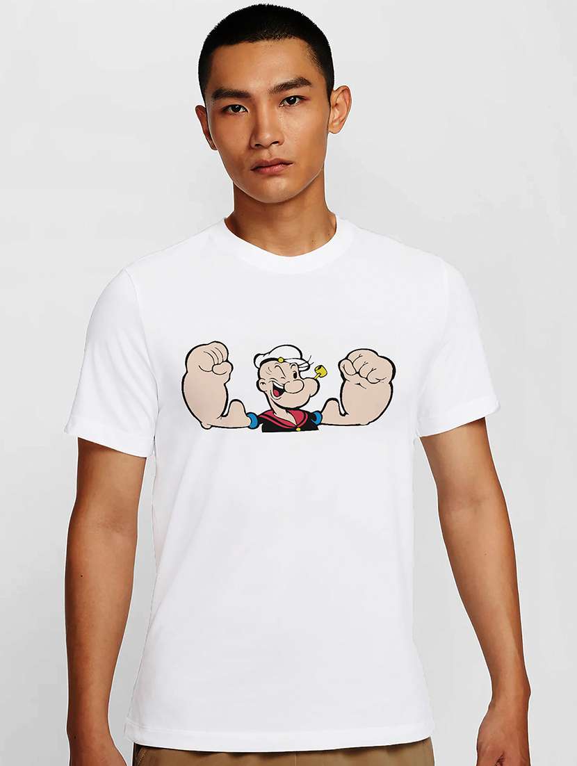 men white round neck regular fit t-shirt