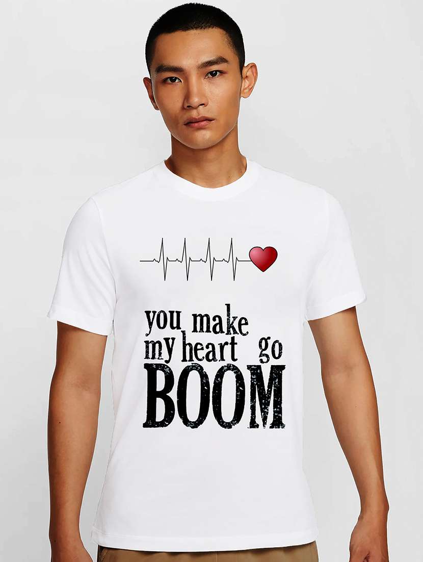 men white round neck regular fit t-shirt