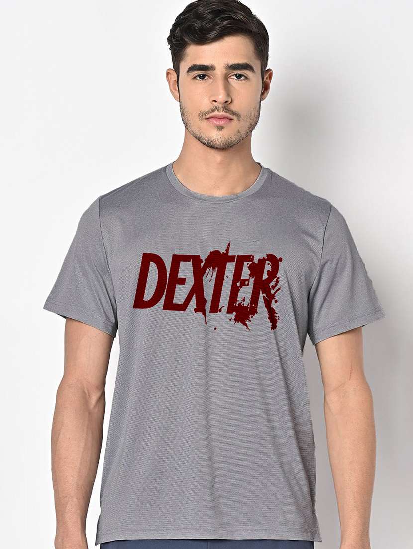 men grey round neck regular fit t-shirt