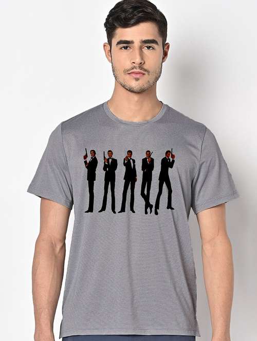 men grey round neck regular fit t-shirt - 21842262 -  Standard Image - 0