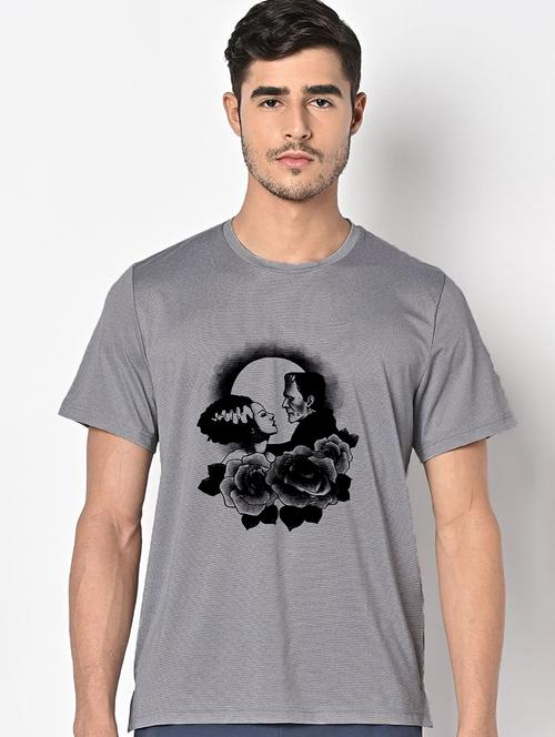 men grey round neck regular fit t-shirt - 21842297 -  Standard Image - 0