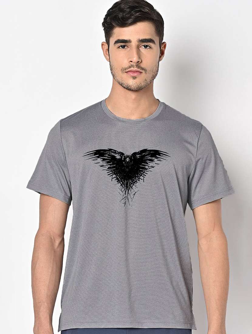 men grey round neck regular fit t-shirt - 21842373 - Zoom Image - 0