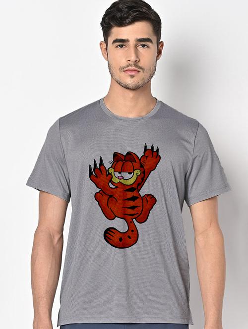 men grey round neck regular fit t-shirt - 21842390 - Standard Image - 0