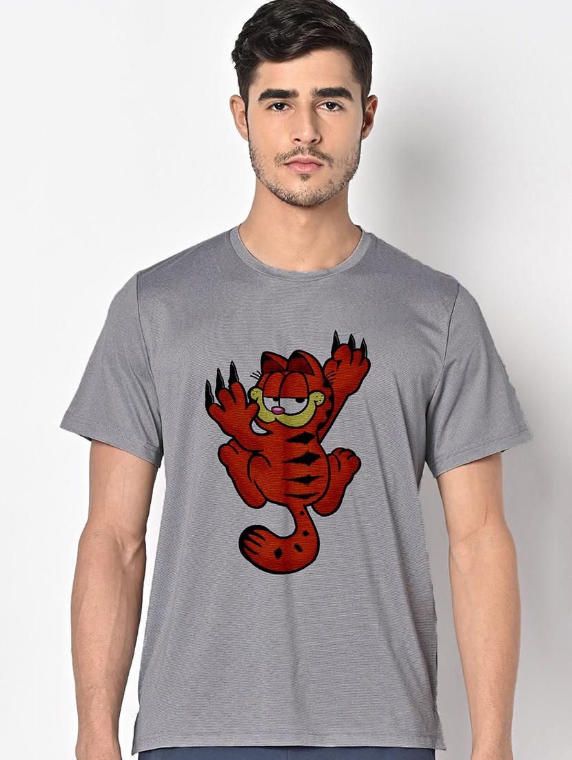 men grey round neck regular fit t-shirt - 21842390 - Zoom Image - 0