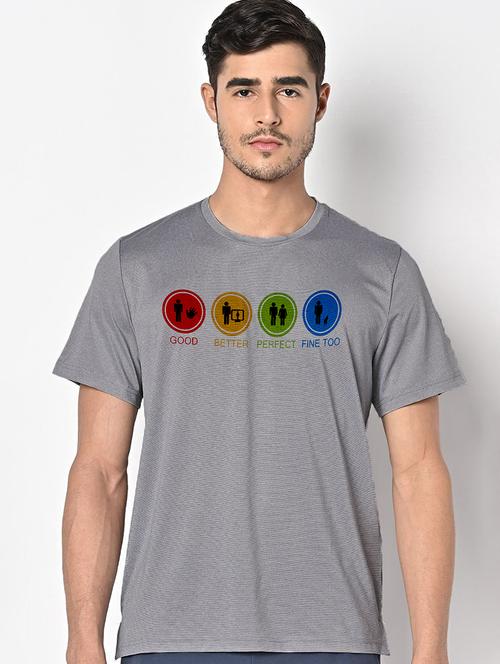 men grey round neck regular fit t-shirt - 21842411 -  Standard Image - 0