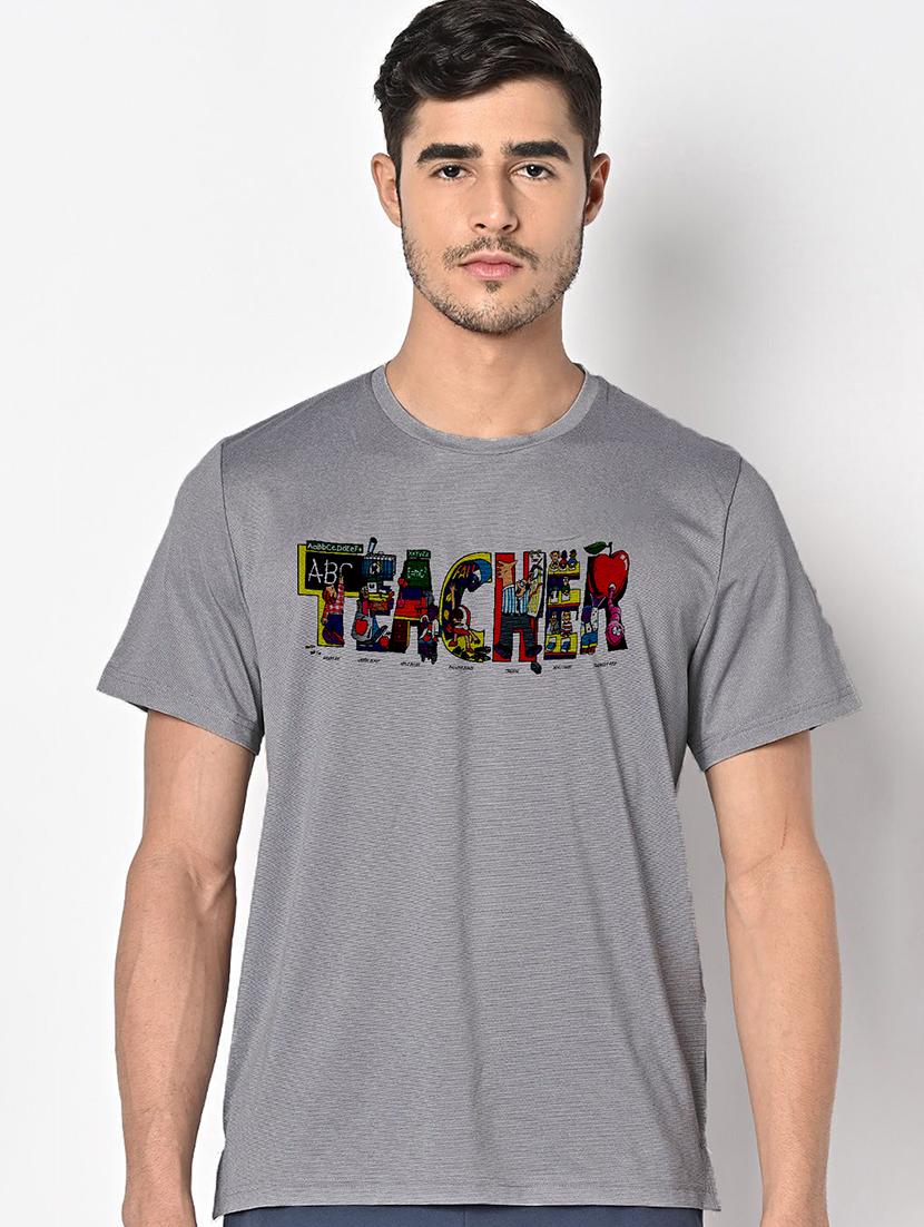 men grey round neck regular fit t-shirt - 21842465 -  Zoom Image - 0