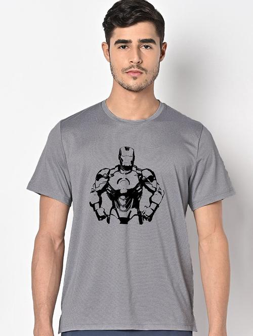 men grey round neck regular fit t-shirt - 21842528 -  Standard Image - 0