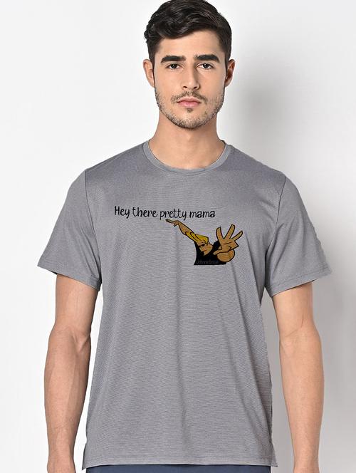 men grey round neck regular fit t-shirt - 21842542 -  Standard Image - 0