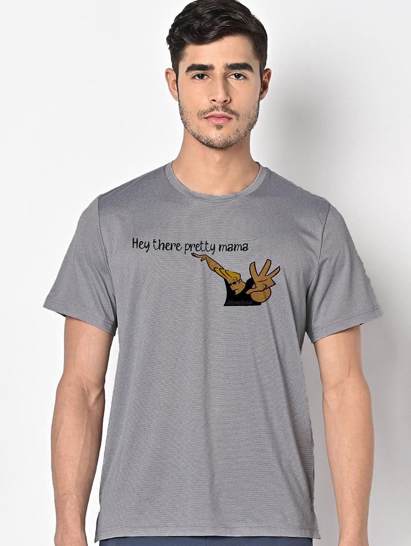 men grey round neck regular fit t-shirt - 21842542 -  Zoom Image - 0